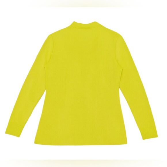 Misook Ribbed Knit Jacket Blazer Womens M Lime Green Long Sleeve Bright - Picture 4 of 7